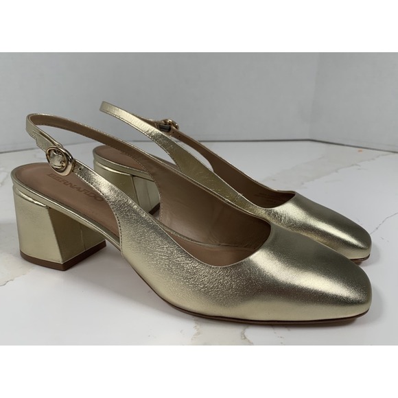 Bernardo Alexia Slingback Pump Block Heel Champagne Gold Women's sz 11 $238 NEW - Picture 1 of 6